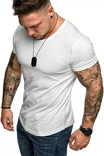 Amaci&Sons T-Shirts Amaci&Sons Oversize Herren Slim-Fit Crew-Neck Basic T-Shirt Rund-Ausschnitt 1-0002