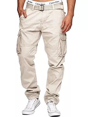 Indicode Hosen Indicode Herren William Cargohose aus Baumwolle m. 7 Taschen inkl. Gürtel | Outdoorhose