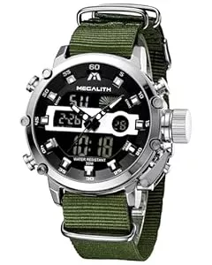 MEGALITH Uhren MEGALITH Herrenuhr Sportlich Militär Digitaluhr LED Groß Zifferblatt Uhren fur Männer Digital Analog Armbanduhr Herren Wasserdicht Stoppuhr Wecker Kalender