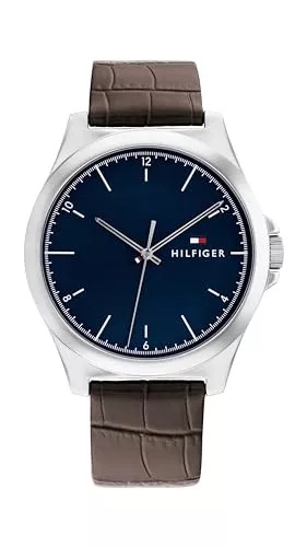 Tommy Hilfiger Uhren Tommy Hilfiger Analog Quarzuhr für Herren mit Braunes Lederarmband - 1710549