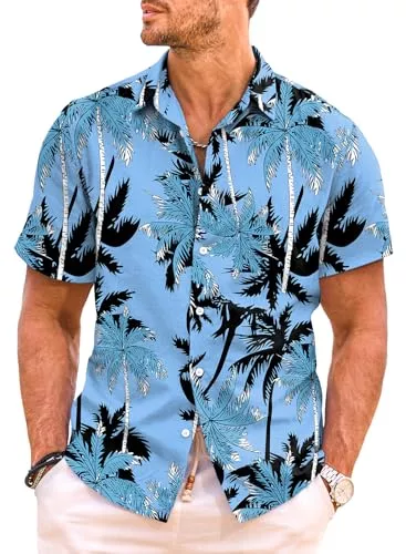 Meilicloth Hemden Meilicloth Hawaii Hemd Männer Funky Hawaiihemd Herren Kurzarm Lässig Button Down Baumwolle Hawaii-Print Diverse Farben