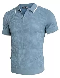 PaulJones Poloshirts PaulJones Poloshirt Herren Kurzarm Strick Poloshirt Atmungsaktiv Poloshirt mit Reißverschluss