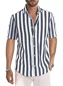 Meilicloth Hemden Meilicloth Gestreiftes Hemd Herren Kurzarm Freizeithemd Sommer Casual Regular Fit