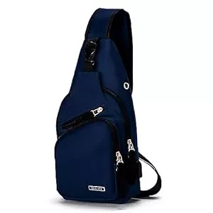 Seoky Rop Taschen & Rucksäcke Seoky Rop Rucksack für Herren und Damen, Nylon, wasserabweisend, Schultertasche, Brusttasche, Umhängetasche mit USB-Ladeanschluss