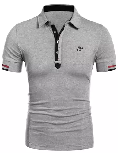COOFANDY Poloshirts COOFANDY Poloshirt für Herren Kurzarm Stickerei Männer T-Shirt Polo Shirt leichtes Sommer Hemd Alpha Polohemd Golf Shirts
