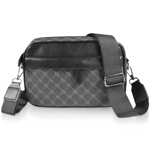 AUEJACKY Taschen & Rucksäcke Klein Umhängetasche für Herren, PU Leder Herrentasche zum Umhängen, Wasserdichte Reißverschluss Schultertasche Herren Tasche Crossbody Bag, Gürteltasche Büro kleiner Rucksack für Arbeit|Reisen|Sport