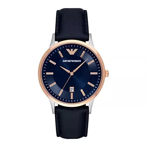 Emporio Armani Uhren Emporio Armani Herrenuhr mit drei Zeigern, Edelstahl, Gehäusegröße 43 mm