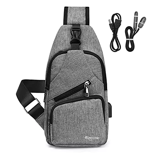 flintronic Taschen & Rucksäcke flintronic Brusttasche,Messenger Bag Sling bag mit Verstellbarem,Herren Taschen Rucksack Umhängetaschen Schultertasche Reisetaschen für Männergeschäft,Shoppen,Wandern(Kommt mit 1 USB-Datenkabel)