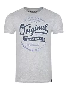 DENIMFY T-Shirts DENIMFY Tshirt Herren Regular Fit DFNuri Rundhalsausschnitt Kurzarm Sommer Tee Shirt Logoprint Baumwolle Schwarz Grau Blau Grün Rot Weiß Navy S M L XL XXL 3XL 4XL 5XL