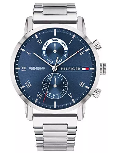 Tommy Hilfiger Uhren Tommy Hilfiger Multi Zifferblatt Quarz Uhr für Herren mit Silbernes Edelstahlarmband - 1710401