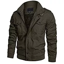 KEFITEVD Jacken KEFITEVD Herren Winterjacke Gefüttert Warme Bomberjacke US Bundeswehr Jacke mit Innenfleece Warm Feldjacke Outdoor Fleecejacke mit Stehkragen Windbreaker