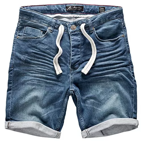 Amaci&Sons Shorts Amaci&Sons Herren Jeans Shorts Kordel Destroyed Kurze Hose Sommer Bermuda Verwaschen J5001