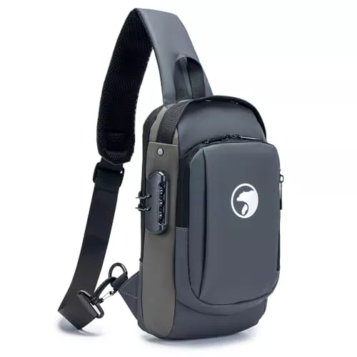 SPAHER Taschen & Rucksäcke SPAHER Anti-Diebstahl Brusttasche Sling Bag Geschäft Schultertasche mit USB-Ladeanschluss Passwortschutz Crossbody Bag Umhängetasche Wasserdicht für Reisen Wandern mehrere Taschen Sling Daypacks