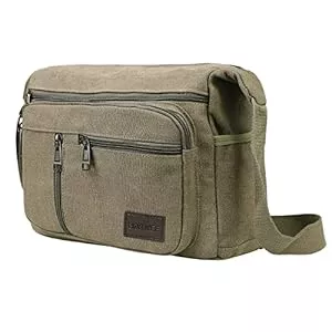 BOMKEE Taschen & Rucksäcke BOMKEE Wasserdicht Canvas Crossbody Tasche Umhängetasche Satchel Schulter Sling Arbeitstasche Bookbag für Männer und Frauen
