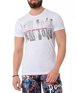 Cipo & Baxx T-Shirts Cipo & Baxx Herren Prägedruck Print T-Shirt Kurzarm CT737