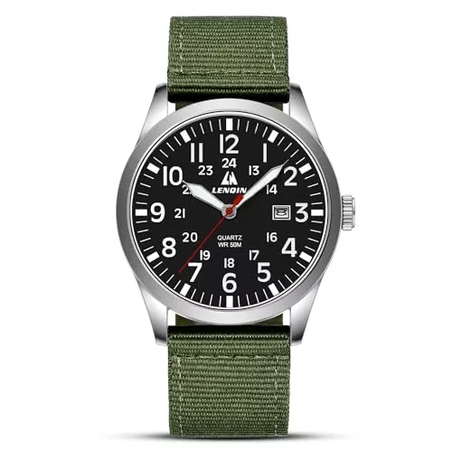LN LENQIN Uhren LN LENQIN Uhren Herren Herren Uhr Militär Uhr Feld Uhr Analog Quarz Uhren für Männer wasserdichte Herren Armbanduhren mit Datum Nylon Band Armee Taktische Sportuhr