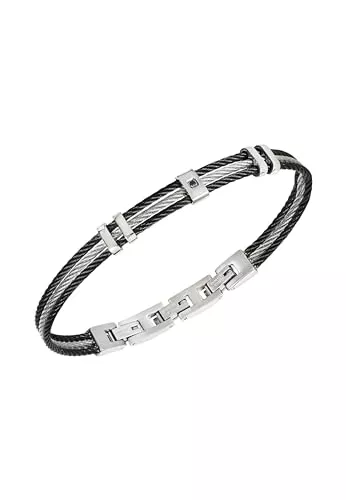 Breil Uhren Breil Loop Herrenarmband aus Stahl hergestellt, Farbe: Silber/Schwarz, Min. Länge: 17,5 cm, Max. Länge: 20,3 cm, TJ3442