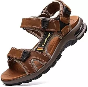 visionreast Sandalen & Slides visionreast Herren Leder Sandalen Strand Wandersandale Sommer Bequeme Trekkingschuhe Wanderschuhe Sport Outdoor mit Klettverschluss Beach Geschlossene Sandalen