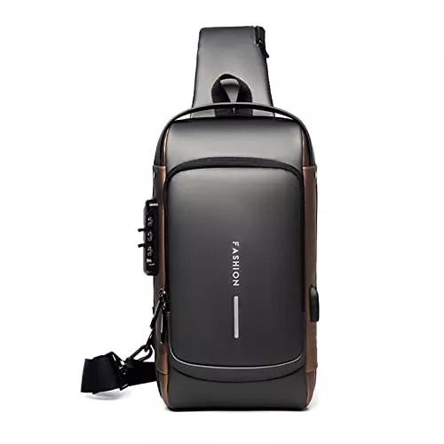 FANDARE Taschen & Rucksäcke FANDARE Brusttasche Sling Bag Geschäft Schultertasche mit USB-Ladeanschluss Passwortschutz Crossbody Bag Umhängetasche Wasserdicht für Reisen Wandern mehrere Taschen Sling Daypacks