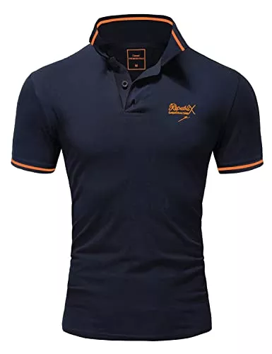 REPUBLIX Poloshirts REPUBLIX Herren Poloshirt Basic Kontrast Stickerei Kragen Kurzarm Polohemd T-Shirt R-0061
