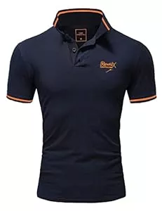 REPUBLIX Poloshirts REPUBLIX Herren Poloshirt Basic Kontrast Stickerei Kragen Kurzarm Polohemd T-Shirt R-0061