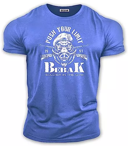 BEBAK T-Shirts bebak Herren Gym T-Shirt | Viking Warrior | Gym Kleidung für Männer | Arnold Bodybuilding T-Shirt | Ideal für MMA Strongman Crossfit