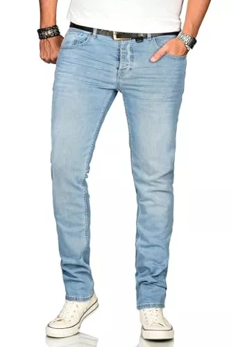 ALESSANDRO SALVARINI Jeans ALESSANDRO SALVARINI Herren Jeans Slim Fit Hose Stretch-Jeans Denim Jeanshose Washed
