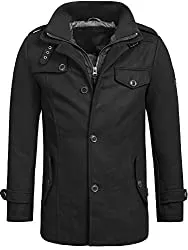 Indicode Jacken Indicode Herren Brandon Kurzmantel mit Stehkragen | Warmer Wollmantel kurzer Herrenmantel Wintermantel Winterjacke Herrenjacke Jacke Mantel für Männer