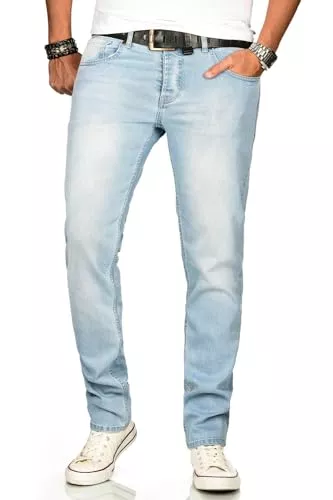 ALESSANDRO SALVARINI Jeans ALESSANDRO SALVARINI Herren Jeans Slim Fit Hose Stretch-Jeans Denim Jeanshose Washed