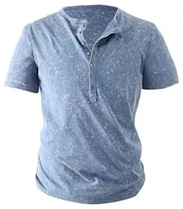 PADOLA T-Shirts PADOLA T Shirt Herren Henley Shirt Kurzarm T-Shirts für Herren Baumwolle Tshirt mit Knopfleiste Ausgewaschenes Vintage T-Shirt Slim Fit Retro Used-Look Shirt Hemd Sommer Top