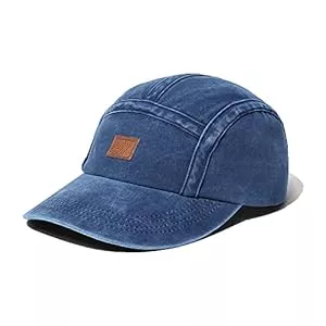 CLAPE Hüte & Mützen CLAPE Washed Basecap Herren 5 Panel Baseball Cap mit Leder Patch Vintage Cap Used Look Verstellbarer Outdoor Kappen UV Schutz Fullcap