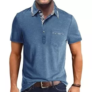 Comilaka T-Shirts Comilaka Poloshirt Herren Kurzarm Kontrastfarbe T Shirts mit Tasche Polo Klassisches Sommer