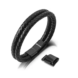 SERASAR Schmuck SERASAR Premium Lederarmband für Männer in Schwarz | Magnetverschluss aus Edelstahl in Schwarz, Silber & Gold | Inklusive Schmuckschachtel | Tolle Geschenkidee