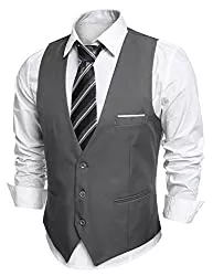 COOFANDY Westen COOFANDY Herren ärmellose Slim Fit Jacke mit V-Ausschnitt, Freizeitanzugwesten