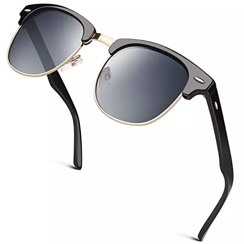 GQUEEN Sonnenbrillen & Zubehör GQUEEN Horn Gestell Halbrahmen Retro Polarisiert Sonnenbrille Herren Damen