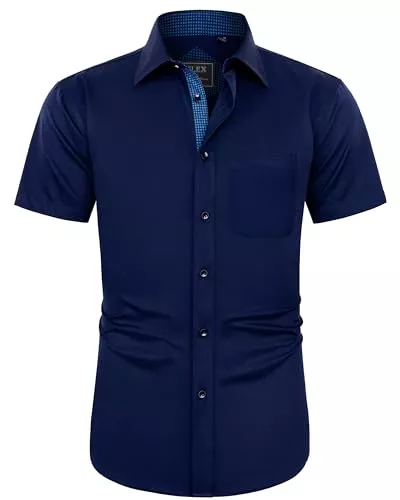 J.VER Hemden J.VER Herren Hemd Kurzarm Freizeithemd mit Tasche Regular fit Businesshemd Bügelleichte Oberteile Männer Modern