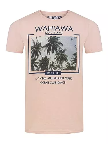 riverso T-Shirts riverso Herren T-Shirt RIVLukas Fotodruck Rundhals O-Neck Kurzarm Shirt Regular Baumwolle Grün Blau Weiß Grau Gelb Türkis S M L XL XXL 3XL 4XL 5XL