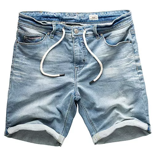 Sublevel Shorts Sublevel Herren Sweat Shorts Kurze Hose Jeans Bermuda Denim Sweatpants Cargo Jogging Jeans Vintage Cargohose Used Look W29 - W42