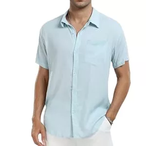 North Bund Hemden North Bund Herren Hemd Kurzarm 100% Baumwolle Freizeithemd Casual Shirts Button Down Sommerhemd Kurzarmhemd Mit Brusttasche für Männer Sommer M-3XL