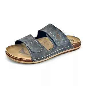 JOMIX Sandalen & Slides JOMIX Pantoletten Herren Türkische Clogs Sommer Leder Sandalen mit Klettverschluss Bequeme Pantoffeln Outdoor Slippers