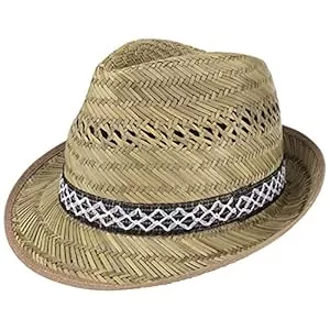 Lipodo Hüte & Mützen Lipodo Erntehelfer Strohhut (Sonnenschutz) Damen/Herren - Made in Italy - Sonnenhut im Trilby-Look - Hut aus leichtem Stroh - Strandhut mit schicker Garnitur - Frühling/Sommer