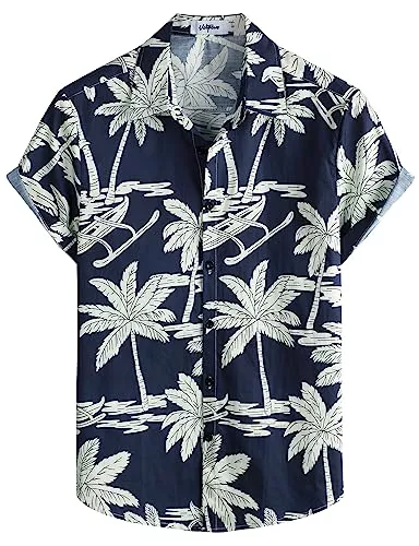 VATPAVE Hemden VATPAVE Herren Baumwolle Hawaii Hemd Männer Blumen Freizeit Kurzarmhemd Sommerhemd