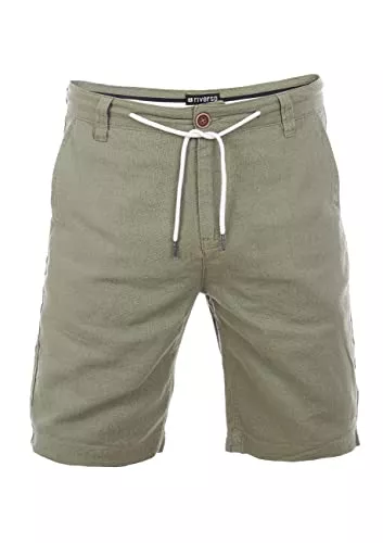 riverso Shorts riverso Leinen Shorts Herren Sommer Regular Fit RIVOliver Kurze Hosen Bermuda Knielang Einfarbig Weiß Blau Navy Beige Schwarz Grün S M L XL XXL 3XL 4XL 5XL