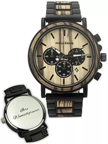 HOLZZEUG Uhren HOLZZEUG Gravierte Herrenuhr aus Holz mit oder ohne Gravur Armbanduhr mit personalisierter Gravur
