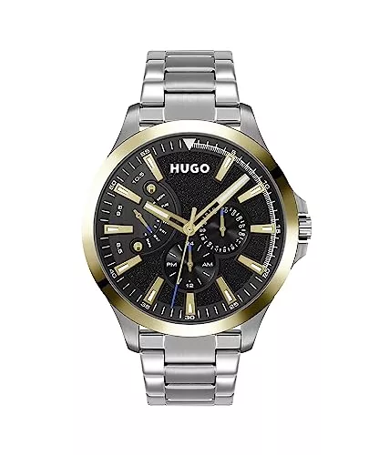 HUGO Uhren HUGO Multi Zifferblatt Quarz Uhr für Herren mit Silbernes Edelstahlarmband - 1530174