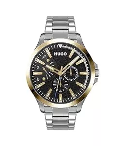 HUGO Uhren HUGO Multi Zifferblatt Quarz Uhr für Herren mit Silbernes Edelstahlarmband - 1530174