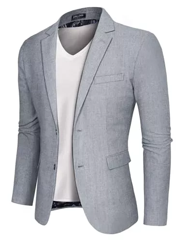 PaulJones Blazer PaulJones Sakko Herren Sportlich mit Reverskragen Baumwolle Leinen Sakko 2 Knöpfe Regular Fit
