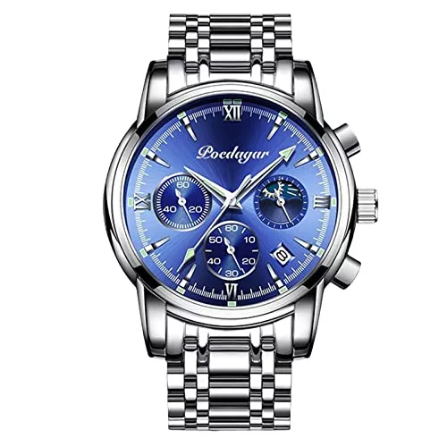 rorios Uhren rorios Herrenuhren Mode Leuchtend Uhren wasserdichte Kalender Uhren mit Edelstahlarmband Analogue Quartz Uhren für Herren Männer