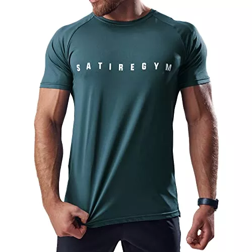 Satire Gym T-Shirts Satire Gym - Sport Shirt Männer atmungsaktiv - enganliegendes &amp; schnelltrocknendes Fitness Tshirt Herren - Sportbekleidung für Fitnessstudio &amp; Bodybuilding