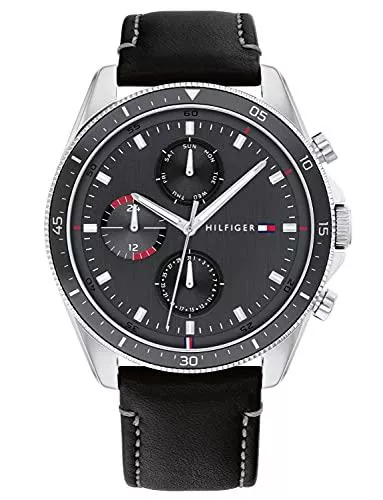 Tommy Hilfiger Uhren Tommy Hilfiger Mens Multi Zifferblatt Quartz Uhr mit Leder Armband